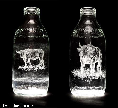 طرح های زیبا روی بطری شیر